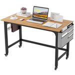 TANGKULA Mobile Computer Desk, Simple Style Rolling Home Office Desk Study Table Writing Desk, Movable Workstation with 4 Smooth Wheels, Home Office Work Table