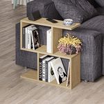 HOCUS PICUS 2 Tier Storage End Side Table | Versatile C Table | 60x60x20cm | Shelves Organizer | Office Living Room | End Desk Stand Display (Oak)