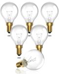 TobeBright E14 Golf Ball Bulb Dimmable, 42W Small Edison Screw (SES) G45 Mini Globe Light Bulb Warm White 2700K E14 Clear Glass Filament Bulb AC 220-240V for Chandelier, Pendant Lamp, 6-Pack