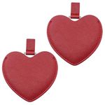 INCAUCA 2Pcs Stainless Steel Mini Purse Mirror with PU Leather Cover, Heart Shaped Compact Pocket Mirror, Cute Small Travel Makeup Mirror, Unbreakable Portable Mirror for Women Girls (Red)