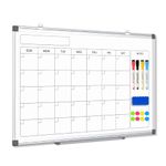 AMUSIGHT Double-Sided Whiteboard Calendar, 24" x 18“ Dry Erase Calendar for Wall, Aluminum Frame White Board Calendar Monthly Marker Board for Kitchen, Memo, School, Home, Office