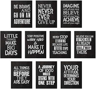 10 Pieces Inspirational Wall Poster Positive Quote Posters Wall Decor Affirmation Art Posters with 80 Glue Point Dots for Classroom Living Room Office Walls Decorations (Black White, 11 x 14 Inch)