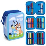 Bluey 3 Tier Large Pencil Case Multi Compartment School Supplies Stationery Colouring Pens Pencils Sets