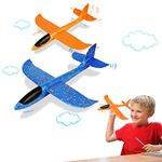 VCOSTORE 2pcs Throwing Foam Glider Airplane,EEP Manual Inertia Airplane Durable Aircraft for Kids Outdoor Sport Toys (Blue/Orange)