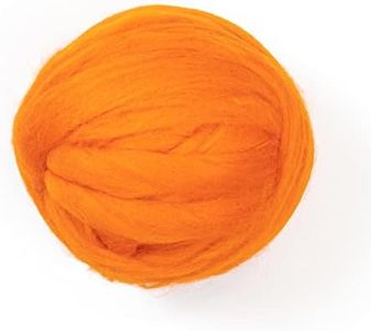 Kondoos Colored Natural Wool roving, 8 OZ. Best Wool for Needle Felting, Wet Felting, handcrafts and Spinning. (Orange)