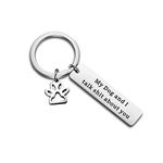 POTIY Funny Pet Keychain Pet Lover Keychain My Dog and I Talk Shit About You Paw Print Charm Key Ring Dog Mom Keychain (Keychain)