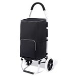 Falytemow Foldable Shopping Cart 2 Wheels 40 inch Handle Height Utility Cart Oxford Trolley Bag for Groceries (Black)