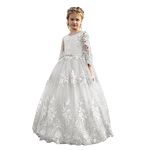 TTYAOVO Girl Flower Embroidery Lace Princess Dress Wedding Party Pageant Gown Size 170(13-14 Years,2043 White)