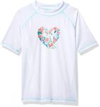 Kanu Surf Jade Rash Guard for Girls UPF 50+ Sun Protection Short Sleeve Girls Swim Shirt, Leonie White, 14-16