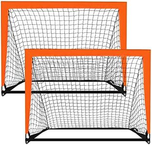 Theresduet 2 Pack 4’ x 3’ Size Portable Kid Soccer Goals for Backyard, Indoor and Outdoor Pop Up Soccer Goals, Orange, Theresduet