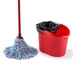 Vileda SuperMocio Microfibre and Cotton Mop and Bucket Set, Mop for Cleaning Floors, Set of 1x Mop and 1x Bucket, Red/Black, 28.3cm (W) x40cm (D) x28.5cm (H)