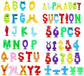 GoNeno 56 PCS Suction Bath Toys for Kids, Alphabets & Numbers Suction Cup Toys, Montessori Sensory Toys & Educational Toys for Kids Ages 3-8, Sucker Toys Travel Toys Window Toys for Toddlers - 56 PCS