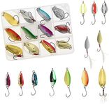 Fishing Spoon Lure Set Metal Baits for Trout, Char and Perch Fishing with Tackle Box (Pack of 12)