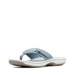 Clarks Womens Breeze Sea Sandals Flip-Flops, Blue Blue Grey Synthetic, 8 US