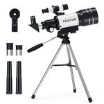 Sounce 70mm Astronomical and Sky Refractor Telescope with 150x Ultra Zoom Fully Coated Glass Optics Alt Az Mount compatible with 70mm Professionals to Explore Moon Planets Star Deep Sky Objects(Black)