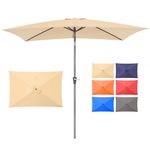 Pakarde 6.6x10 ft Rectangular Patio Umbrella Outdoor, Patio Table Umbrella w/Push Button Tilt & Crank, Sturdy Market Umbrellas UV Protection Waterproof for Lawn, Garden, Deck, Backyard & Pool (Beige)