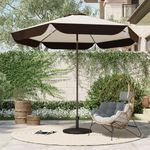 Grand patio 9FT Patio Umbrella with Fringe, Outdoor Tassel Umbrella with Push-Button Tilt for Poolside, Deck, Garden, Beige and Coffee