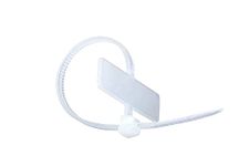 GLOBOMOTIVE Teeth Grip Nylon Self Locking Cable Ties with Marking Tag, White, 4 inch - Strong Heavy Duty Zip Wire Tie Fastener Organizer with Sign Tag (100 mm x 2.5 mm, Pack of 100)