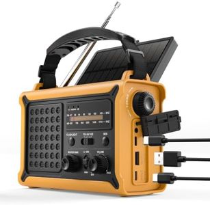 Emergency Weather Radio with Solar & Crank Power – AM/FM/NOAA, LED Flashlight, Reading Light, USB Charging & SOS – Survival Gear for Power Outages & Storms (Yellow)