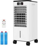 Portable 20 Inch Evaporative Air Cooler, 3-IN-1 Swamp Cooler Fan with 1.84 Gal Detachable Water Tank, 2 Ice Packs, 12H Timer, 120° Oscillation, Touch & Remote Control, 3-Speed & 3-Side Cooling Pads