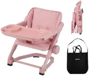 Feed Me 3-in-1 Travel High Chair Booster Seat for Infants and Toddlers - Transitional, Compact & Fits Any Chair, Swivel Tray, Rose Tea