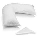 MH Home Luxury Filling V Pillow With Pillowcase - Orthopedic Supportive Pillow For Neck, Back & Shoulder - Pregnancy Nursing Support Shaped Pillows - Premium Hollowfiber Filling & Machine Washable