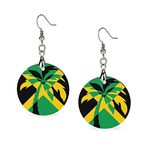 Jamaica Flag Plam Tree Wooden Earrings Fashion Pendants Dangle Earrings With Alloy Hook for Women One Size