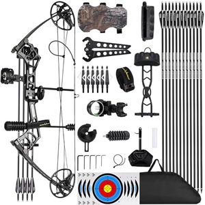 Archery Compound Bow and Archery Sets - Right Hand Archery Compound Bows 0-70 lbs Draw Weight Adjustable for Adults and Beginners，25"-31" Draw Length，up to IBO 320 fps，Archery Hunting Bow Set