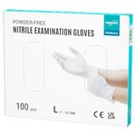 EUROPAPA® Disposable Nitrile Gloves White Box of 100 Disposable Gloves Examination Gloves Nitrile Gloves Powder-Free Latex Free Non-Sterile Latex-Free Disposable Gloves (L, White)