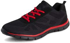 Get Fit Mens Lightweight Gym Fitness Athletic Comfort Cushioned Trainers - Black/Red - 10