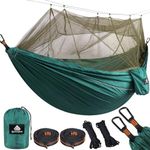 NATUREFUN Camping Hammock with Bug Net | 300kg Load Capacity,(300 x 200 cm) Breathable,Quick-drying Parachute Nylon Travel Hammock | 2 x Premium Carabiners,4 x Slings Included | Outdoor Indoor Garden