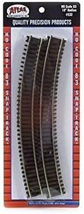 Atlas Code 83 Nickel Silver 18" Radius Snap Track (6/Bx) HO Scale Trains
