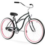 Firmstrong Urban Lady Single Speed Beach Cruiser Bicycle, 26", Army Green/Pink Rims