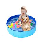 Dog Pool Foldable 80x30cm, Small Dog Padding Pool Portable for Pets & Kids, Swimming Pool PVC Sturdy Bathing Pool Playing Pool for Children Pet Dog Garden Patio Bathroom…