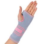 Dr. Arthritis Doctor Developed Wrist & Hand Compression Sleeve/Support/Brace, Palm Protector with Gel Pad, Optimum comfort for Carpal Tunnel, RSI & More Pink/Grey (S)