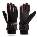 FINGER TEN Women Waterproof Ski Gloves for Winter -15℉(-26℃) Touch Screen Adjustabele, Thermal Gloves Ladies Windprroof for Skiing Cycling Hiking Motorbike Super Fit (Dark)