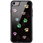 MAYCARI Sublimation Cute Dog Paws Case for iPhone 7/8/SE 2020, Aluminum Plate Back Case with Soft TPU Bumper Cartoon Animal Phone Case Cover for iPhone 7/8/SE 2020