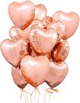 Rose Gold Heart Balloon, Uramoto 15PCS Rose Gold Premium Aluminum Balloons 18 inch Large Foil Balloon for Valentines Day Wedding Engagement Birthday Baby Shower Party Balloons