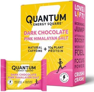 Quantum Energy Square: Energy Bar with Caffeine & 10g Protein. Delicious Healthy Snack On The Go. (Vegan, Gluten-free, Soy-free, Dairy-free). Flavor: Dark Chocolate Pink Himalayan Salt 8Pk