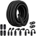 EVIL ENERGY 10AN Fuel Line Kit, 10AN Nylon Braided Fuel Line Hose Fitting Kit CPE 25FT Black