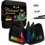 H & B 122Pack Coloured Pencils Drawing Pencil Set Oil Based Artist Pencils Professional Colouring Pencils for Adults Beginners Art Supplies with Eraser In Zipper Case