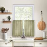 Elrene Home Fashions 026865775341 Solid Hemstitched Rod Pocket Cafe/Kitchen Tier Window Curtain, Set of 2, 30"x24", Sage