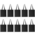 Morcheiong 10 Pack Black Cotton Canvas Bag Blank Tote Canvas Bags Reusable Grocery Shopping Bags，Suitable for DIY Craft，Shopping, Drawing,Advertising,Grocery, Promotion, Gift, Giveaway, Activity