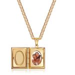 Barzel 18K Gold Plated Locket Necklace Photo Book Necklace - Made in Brazil, 24 Inches, Brass, No Gemstone