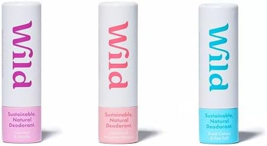 Wild - Pack of 3 Mini Deodorants - 100% Natural Ingredients & Aluminium Free - Long Lasting Protection - Great for Holiday & Travel - Plastic Free - Vegan & Eco-Friendly - Trial Size