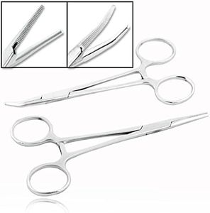 2 pinzas Hemostat rectas y curvadas de acero inoxidable para pesca, costura, relleno de muñecas, la mayoría de cualquier necesidad de hobby