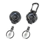 MNGARISTA Upgraded Heavy Duty Retractable Keychain, Belt Clip Ver. & Carabiner Ver., 283.5 g Retraction, 80 cm Stainless Steel Cable, 3K Carbon Fiber Tactical ID Badge Reel Key Chain Retractor, 2 Pack