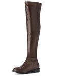 Allegra K Women's Thigh High Boots Block Heel Over the Knee High Boots Coffee 8 UK/Label Size 10 US