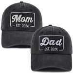 SHANVANKE 2PCS Dad and Mom EST 2024 Hats for Men Women, Funny Adjustable Cotton 3D Embroidered New Parents Gifts Baseball Cap, Mom Dad Est 2024 Embroidered Black, One Size