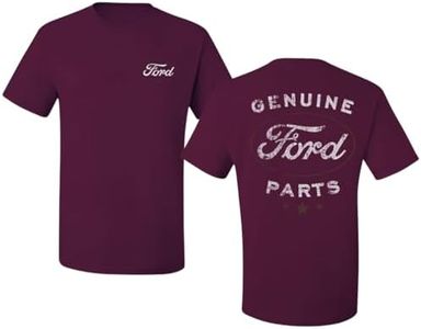 Wild Bobby Genuine Ford Parts Vintage Distressed Cars and Trucks Mens Graphic Tees Front and Back T Shirt Printed Graphic Tees for Men, Maroon, 5X-Large